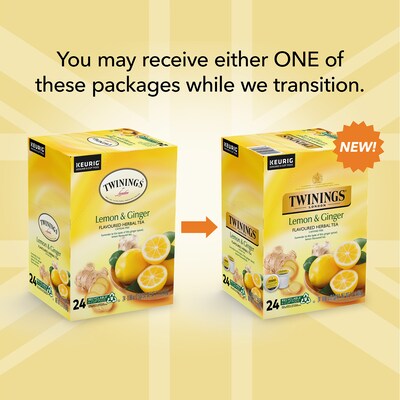 Twinings Lemon & Ginger Herbal Tea, Keurig® K-Cup® Pods, 24/Box (TNA89556)