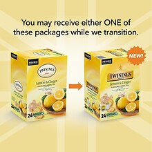 Twinings Lemon & Ginger Herbal Tea, Keurig® K-Cup® Pods, 24/Box (TNA89556)