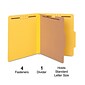 Quill Brand® 2/5-Cut Tab Pressboard Classification File Folders, 1-Partition, 4-Fasteners, Letter, Yellow, 15/Box (746038)