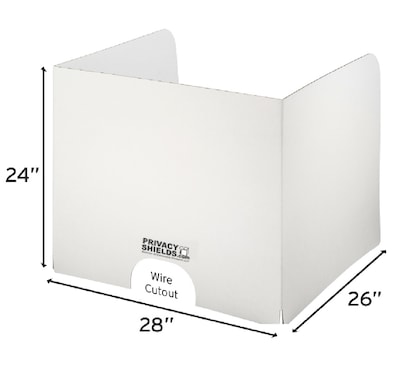 Classroom Products Foldable Cardboard Freestanding Privacy Shield, 24"H x 28"W, White, 10/Box (2410 WH)