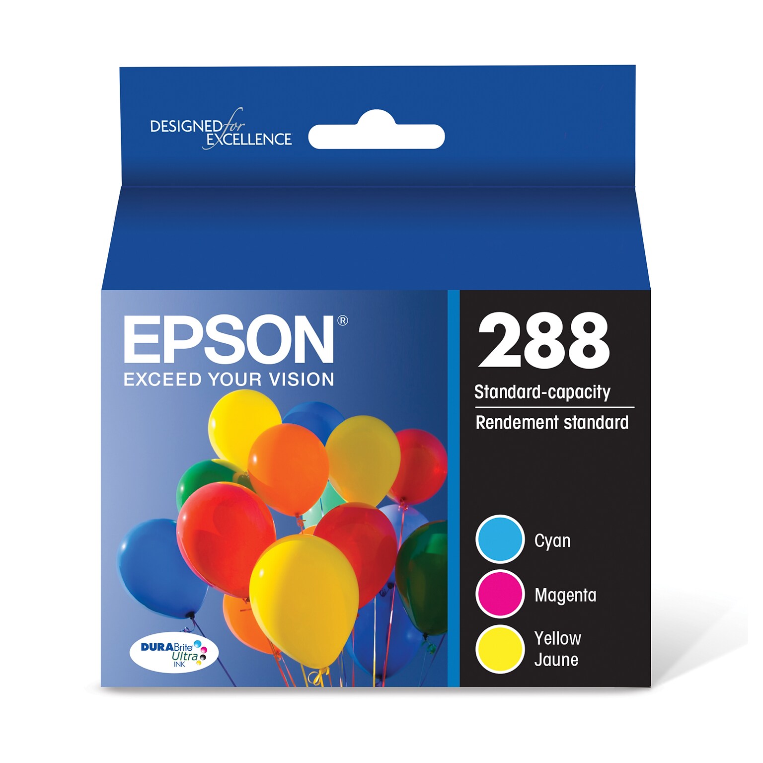 Epson T288 Cyan/Magenta/Yellow Standard Yield Ink Cartridge, 3/Pack   (T288520-S)