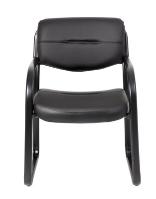 Boss Leather Sled Base Side Chair, Black (B9529)