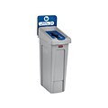 Rubbermaid Slim Jim Single-Stream Recycling Station, 23 Gallon, Gray/Blue (2185055)