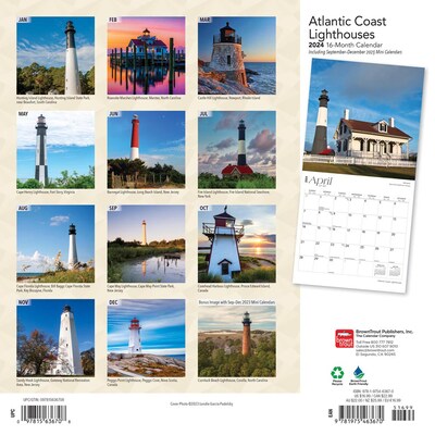 2024 BrownTrout Atlantic Coast Lighthouses 12 x 12 Monthly Wall Calendar (9781975463670)