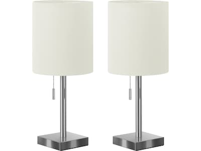 Monarch Specialties Inc. Incandescent Table Lamp, Nickel/Ivory, 2/Set (I 9649)