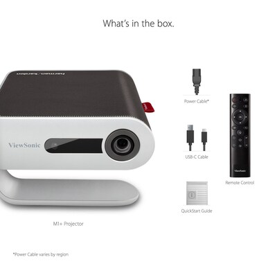 ViewSonic Portable LED Projector with Harman Kardon Bluetooth Speakers, USB-C, Wi-Fi, Gray (M1+)