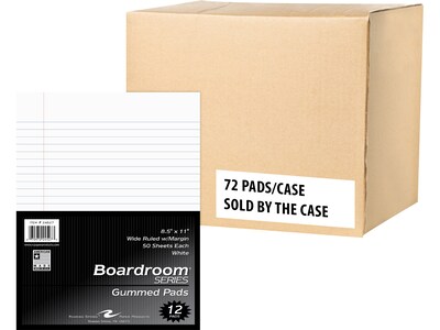 Roaring Spring Paper Products Boardroom Series Notepad, 8.5 x 11, Wide-Ruled, White, 50 Sheets/Pad