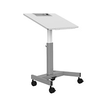 Luxor 27.5W Pneumatic Adjustable-Height Flip-Top Student/Nesting Desk, Medium Gray/Light Gray (STUD