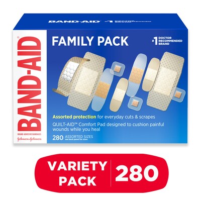 Band-Aid Family Variety Sheer Fabric Adhesive Bandages, 1.75 x 4, 280/Box (4711)
