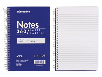 Blueline Notes Steno Pad, 6" x 9", Ruled, Blue, 180 Sheets/Pad (AT35B)