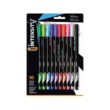 BIC Intensity Fineliner Felt Pens, Fine Point, Assorted Inks, 10/Pack (FPINFAP10-AST)