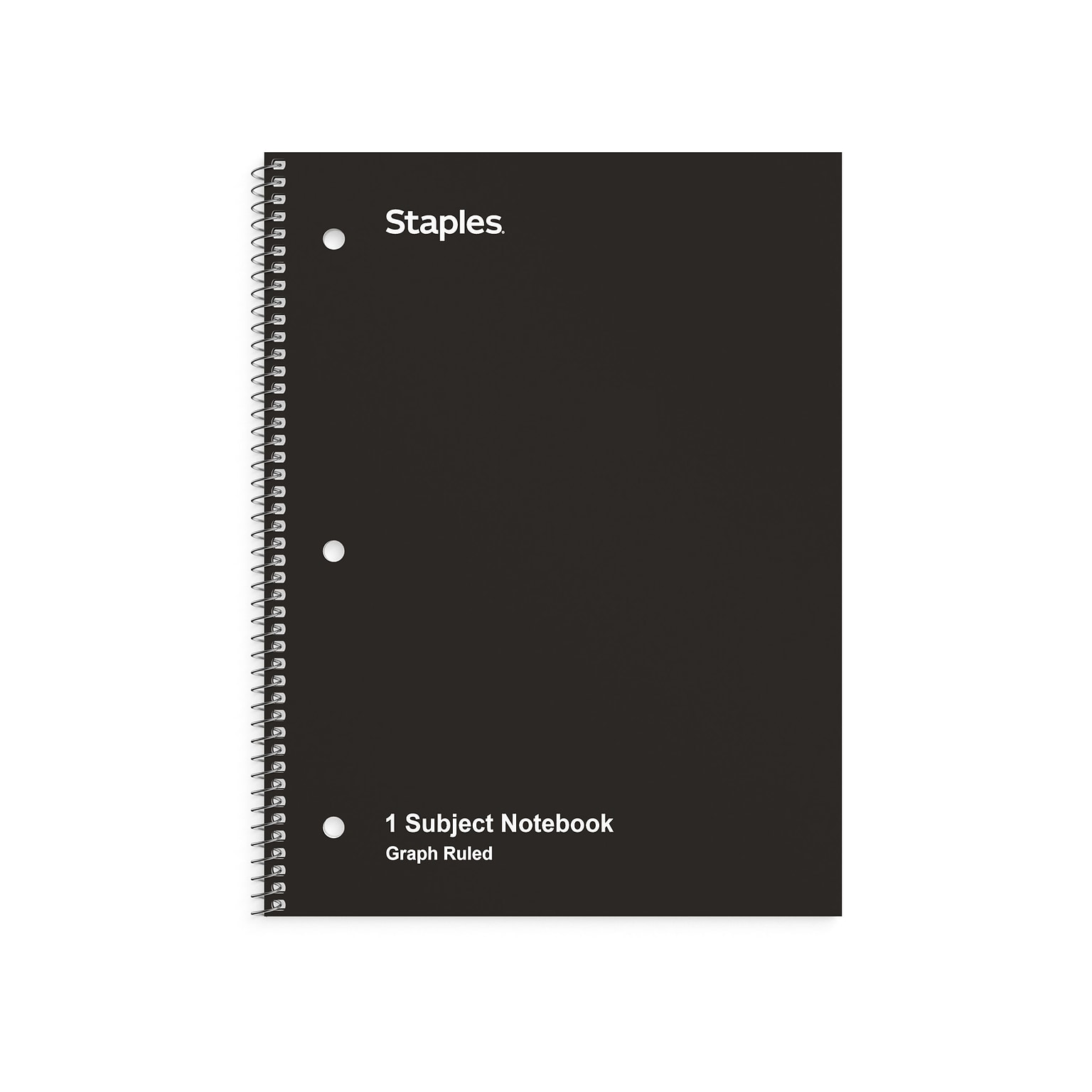 Staples 1-Subject Notebook, 8 x 10.5, Graph Ruled, 70 Sheets, Black (ST23986C)