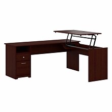 Bush Furniture Cabot 72W 3 Position L Shaped Sit to Stand Desk, Harvest Cherry (CAB050HVC)