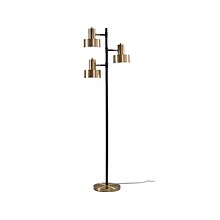 Adesso Clayton 66.5 Matte Black/Antique Brass Floor Lamp with 3 Double Drum Shades (3588-01)