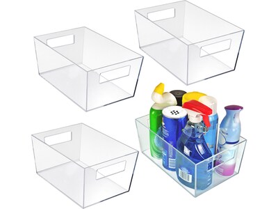 Azar Large Open Lid Storage Tote, Clear, 4/Pack (556237)