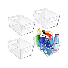 Azar Large Open Lid Storage Tote, Clear, 4/Pack (556237)