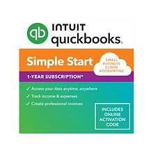 QuickBooks Online Simple Start 2024 1 Year Subscription, for 1 User, Windows/Mac, Download (5102311)