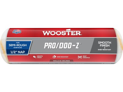 Wooster Brush Pro/Doo-Z Roller Cover, 9, 0.5 Nap, White/Golden, Dozen (0RR6430090)