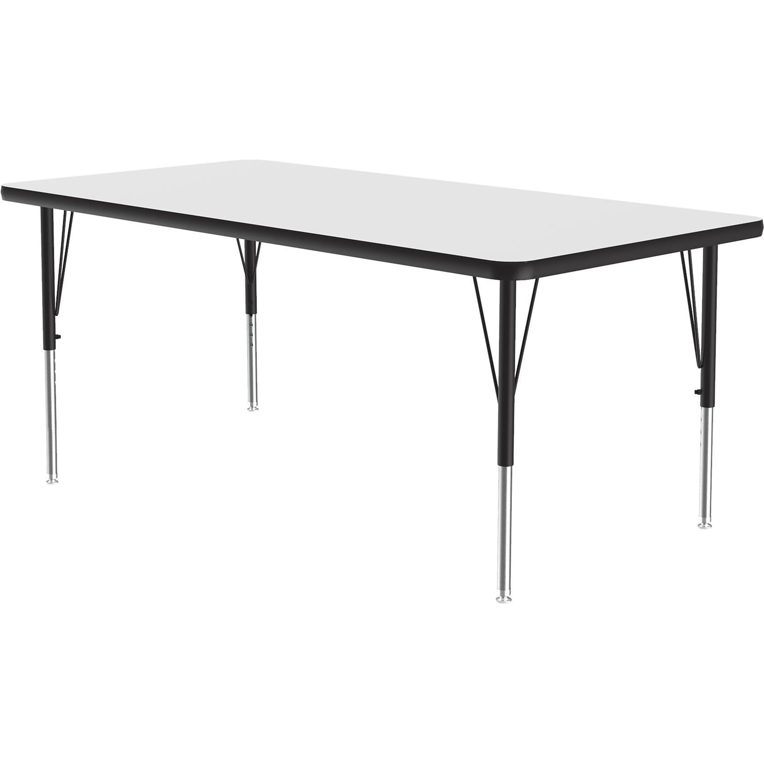 Correll Rectangular Activity Table, 48 x 30, Height-Adjustable, Frosty White/Black (A3048DE-REC-80)