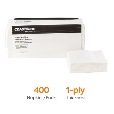 Coastwide Professional™ Recycled Napkin, 1-Ply, White, 400/Pack (CW20179)