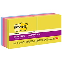 Post-it Super Sticky Notes, Summer Joy Collection, 90 Sheet/Pad, 8 Pads/Pack (622-8SSJOY)