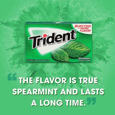 Trident Sugar Free Spearmint Gum, 14 Pieces/Pack, 12/Box (MOZ01106)