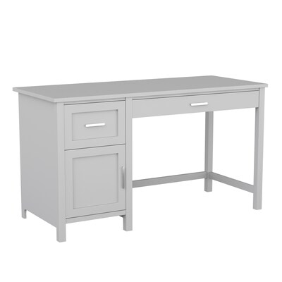 Martha Stewart Hutton 54W Engineered Wood Rectangular Shaker Style Home Office Desk, Gray/Brushed N