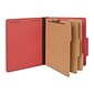 Quill Brand® 2/5-Cut Tab Pressboard Classification File Folders, 3-Partitions, 8-Fasteners, Letter, Red, 15/Box (744030)