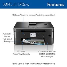 Brother MFCJ1170DW Wireless Color All-in-One Inkjet Printer, Refresh Subscription Eligible