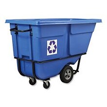 Rubbermaid Recycling Tilt Truck, 1 cu yd, 1,250 lb Capacity, Plastic/Steel Frame, Blue (RCP2089826)