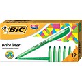 BIC Brite Liner Stick Highlighter, Chisel Tip, Green, 12/Pack (65556/BL11GR)