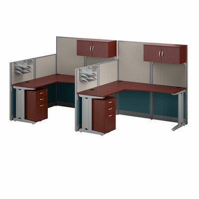 Bush Business Furniture Office in an Hour 63H x 129W 2 Person F-Shaped Cubicle Workstation, Hansen