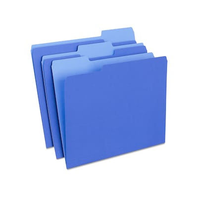 Staples File Folders, 1/3-Cut Tab, Letter Size, Blue, 100/Box (ST224527-CC)