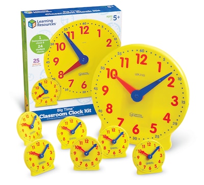 Learning Resources Classroom Clock Kit, Learning to Tell Time Manipulative, Yellow, 25 Pieces (LER21