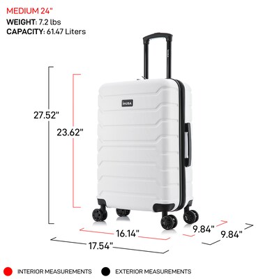 InUSA Trend 25.62" Hardside Suitcase, 4-Wheeled Spinner, White (IUTRE00M-WHI)