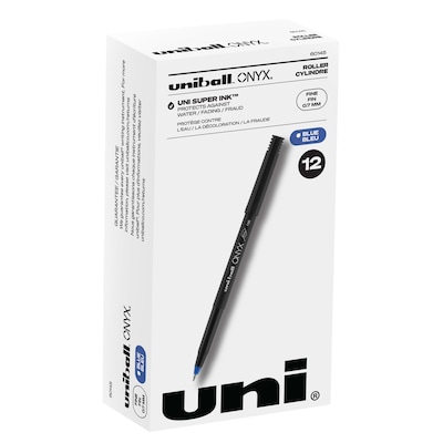 uniball Onyx Rollerball Pens, Fine Point, 0.7mm, Blue Ink, Dozen (60145)