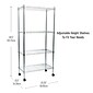 Mind Reader Metal 4-Tier Storage Shelves Garage Shelving Organization with Wheels, Silver (MET4TWHEEL-SIL)