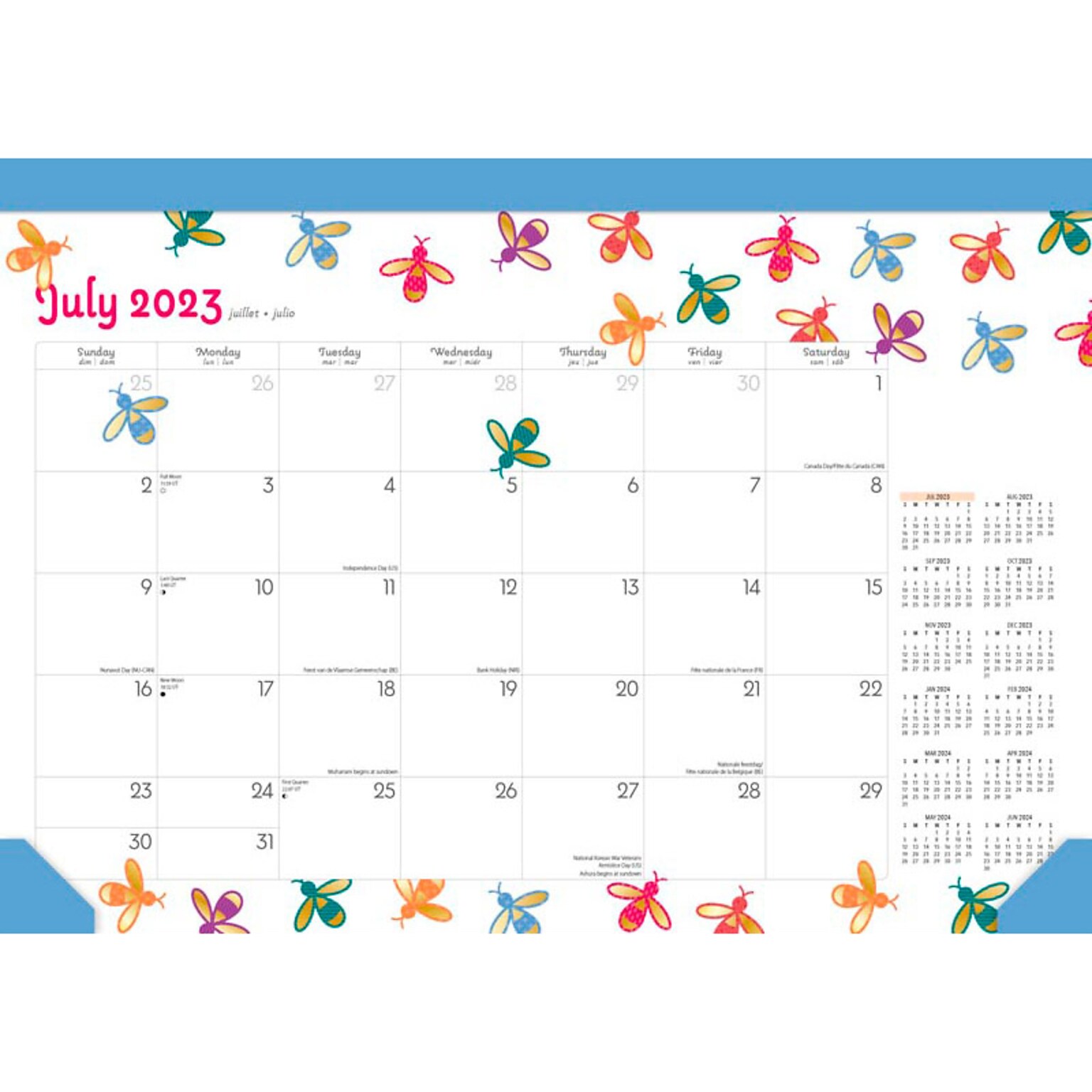 2023-2024 BrownTrout Busy Bees 14 x 10 Academic & Calendar Monthly Desk Pad Calendar (9781975472115)