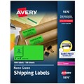 Avery Sure Feed Laser Shipping Labels, 2x 4, Neon Green, 10 Labels/Sheet, 100 Sheets/Box (5976)