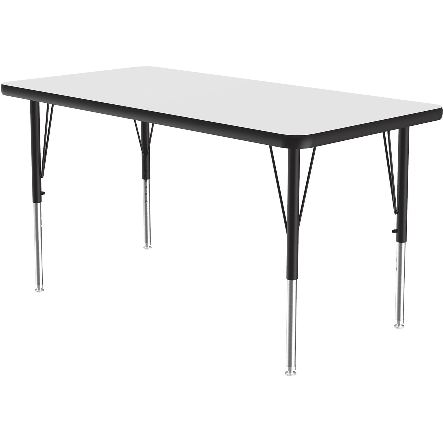 Correll Rectangular Activity Table, 48 x 24, Height-Adjustable, Frosty White/Black (A2448DE-REC-80)