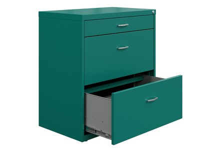 Space Solutions 3-Drawer Lateral File Cabinet, Letter/Legal Size, Lockable, 31.88"H x 30"W x 17.63"D, Teal (25074)