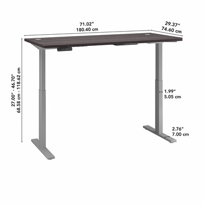 Bush Business Furniture Move 60 Series 72"W Electric Height Adjustable Standing Desk, Storm Gray (M6S7230SGSK)