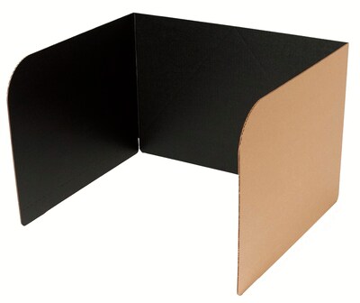 Classroom Products Foldable Cardboard Freestanding Privacy Shield, 13H x 20W, Black/Kraft, 20/Box
