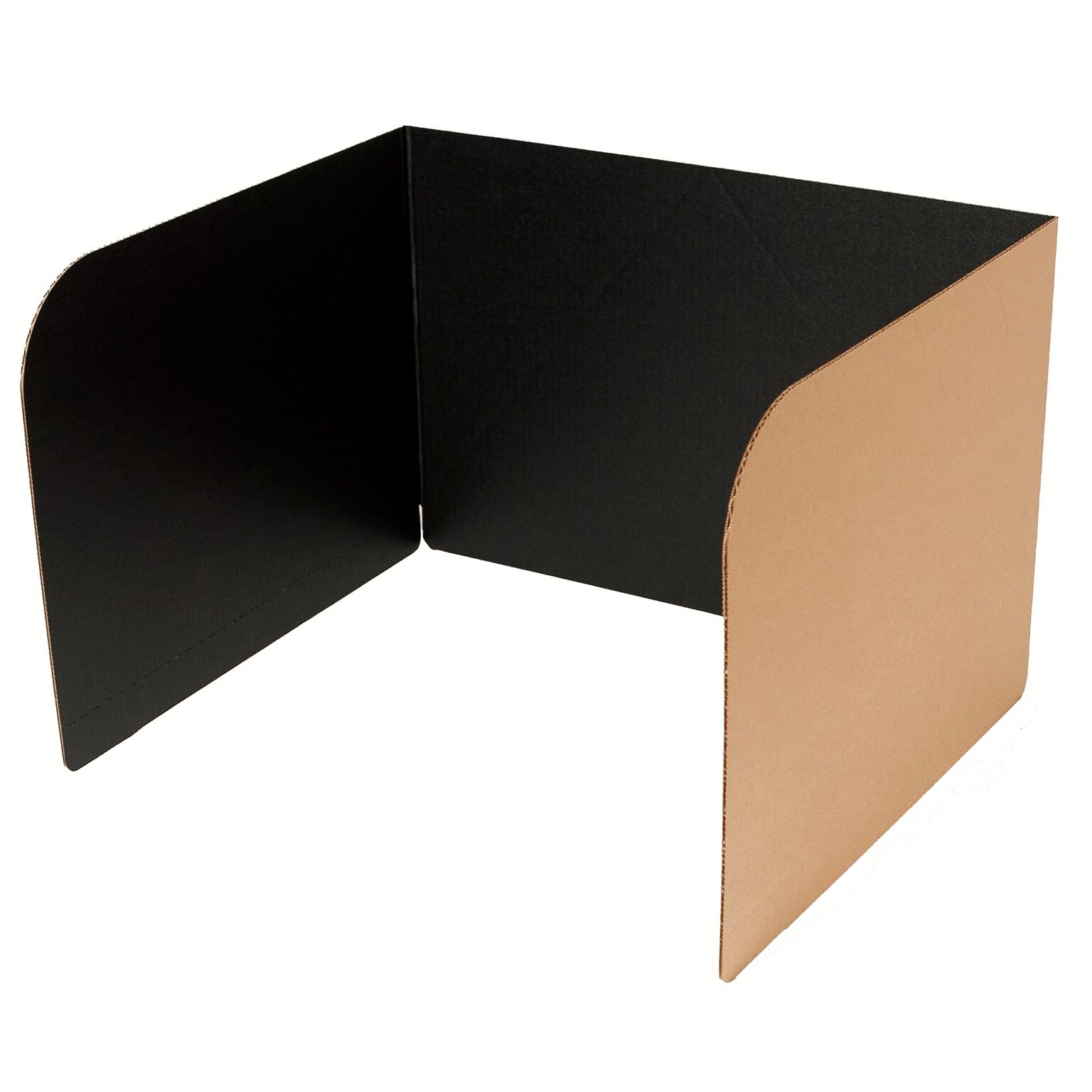 Classroom Products Foldable Cardboard Freestanding Privacy Shield, 13H x 20W, Black/Kraft, 30/Box (1330 BK)