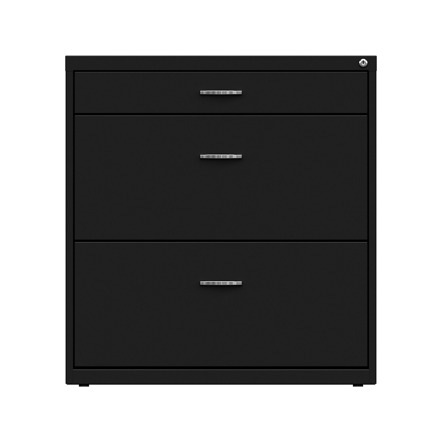 Space Solutions 3-Drawer Lateral File Cabinet, Letter/Legal Size, Lockable, 31.88H x 30W x 17.63D, Black (25070)