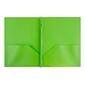 JAM Paper Plastic POP 2-Pocket  Folders with Metal Prong Fastener, Lime Green, 96/Carton (382ECligr)