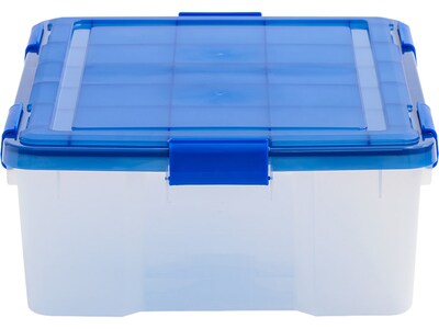 Iris WeatherPro 40 Qt. Latch Lid Storage Bin, Clear/Blue (500202)