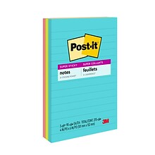 Post-it Super Sticky Notes, 4 x 6, Supernova Neons Collection, Lined, 90 Sheet/Pad, 3 Pads/Pack (6