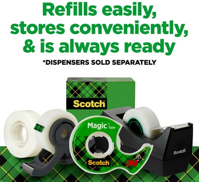 Scotch Magic Invisible Tape Refill, 1" x 72 yds., 3" Core, 3 Rolls/Pack (810-72-3PK)