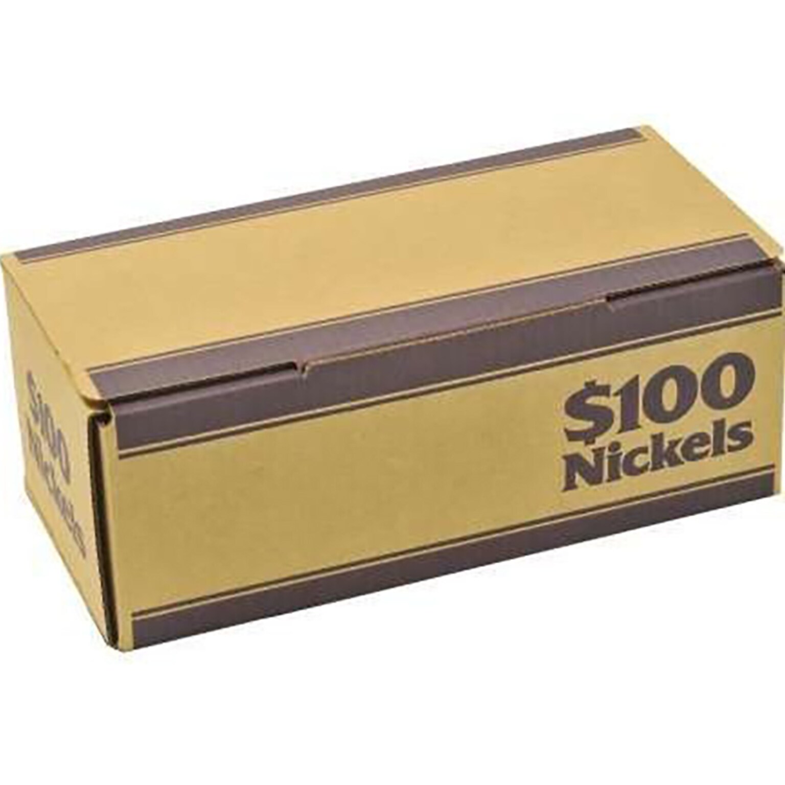 CONTROLTEK $100 of Nickels Coin Box, 1-Compartment, Kraft/Blue, 50/Pack (560060)